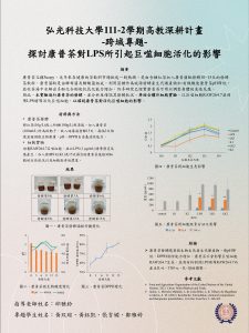 海報-HKU-1112-P03-跨域專題-探討康普茶對LPS所引起的巨噬細胞活化的影響 – 黃玟瑄